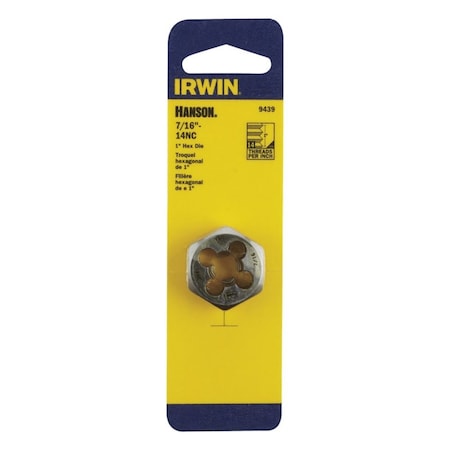 Irwin Irwin Hanson High Carbon Steel SAE Hexagon Die 7/16 in. 1 pc 9439